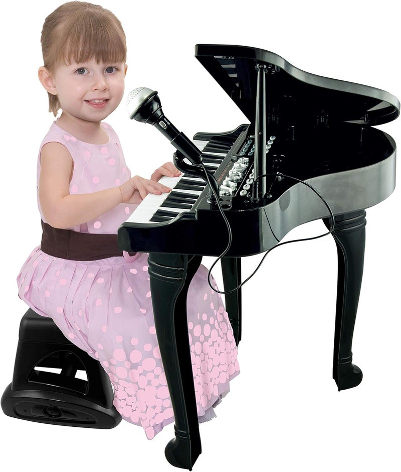 WinFun مجموعة بيانو غراند سمفوني من وينفون | لوحة مفاتيح للأطفال بـ 37 مفتاح مع ميكروفون، مقعد، أوضاع إيقاع وميزات تسجيل | ميكروفون ومقعد قابلان للفصل | لعبة تعليمية موسيقية تفاعلية للأطفال من 3 سنوات فما فوق - Image 2
