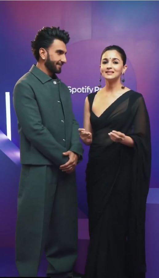 BE4ME.COM Alia Bhatt Wear Rocky And Rani Movie Celebrity Inspired Manish Malhotra Party Wear Wedding Saree (Black) - Image 2