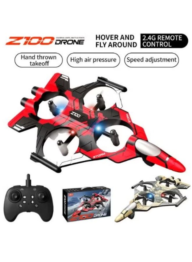 RYN Z100 RC Drone Plane Toy with LED Lights, Auto Hover, ABS Flying Jet for Kids - Image 2