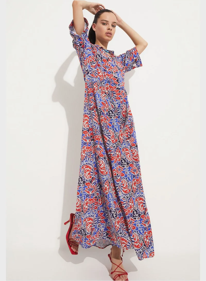 JUNE Floral Button Down Shirt Dress