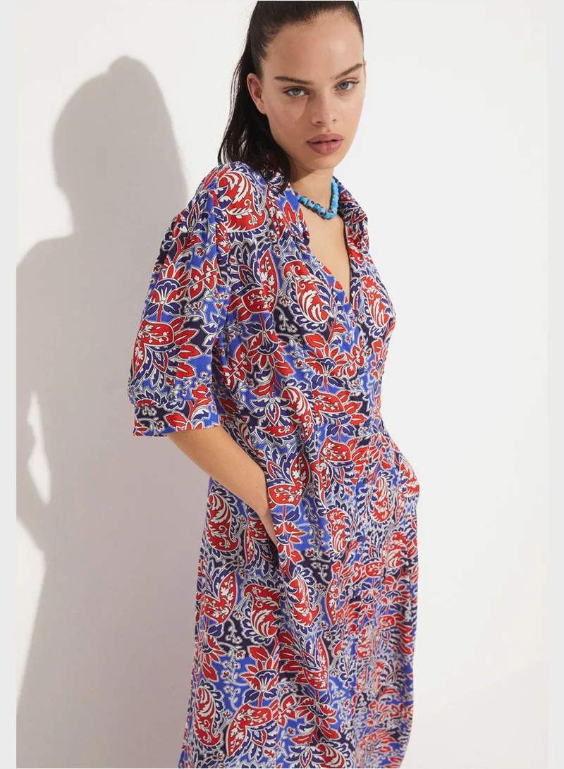 JUNE Floral Button Down Shirt Dress