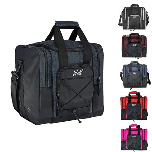 WOLT Bowling Ball Bag for Single Ball -Bowling Bag with Padded Holder, 2 Pockets Fit Shoes Up to Mens Size 14 and Accessories(GREY) - Image 1