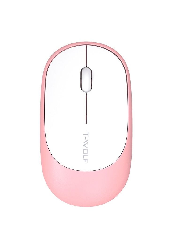 T-WOLF - 2.4G Wireless Keyboard Mouse Combo Retro Punk Round Keycap Comfortable Mute Typing Wide Compatibility Pink - Image 1