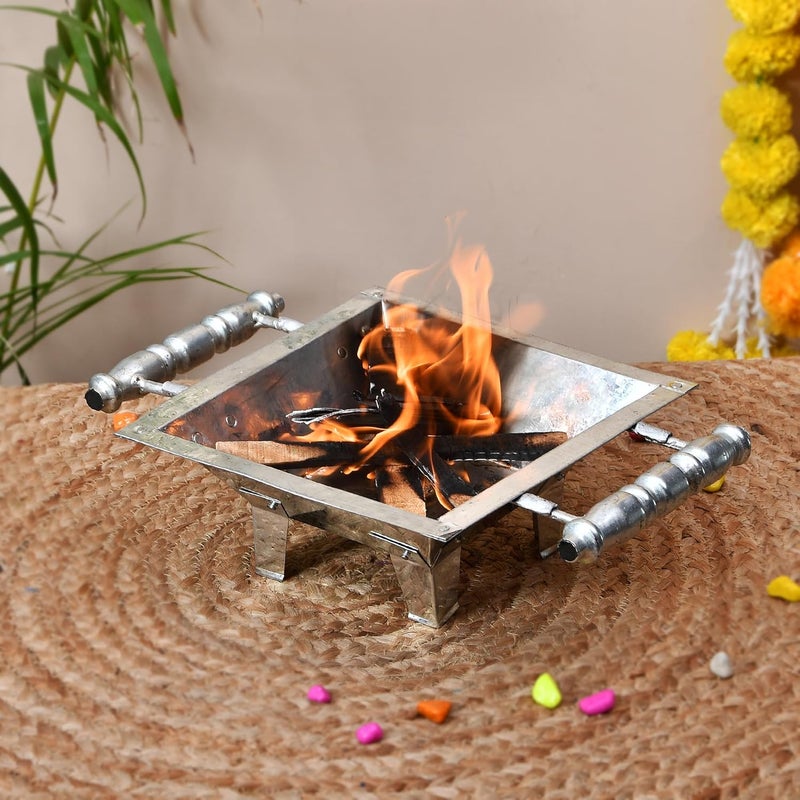 PTR موقد نار تقليدي PTR للبوغا والطقوس حافان كوند بجودة ثقيلة كوند للطقوس الفيدية مع مقابض خشبية ستايل 2 - Image 3