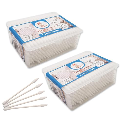 Majestique Paper Sticks Cotton Swabs Buds 2 Shape - Soft, Gentle on Face, Ear Cleaning, Makeup, and Beauty Applicator, Nail Polish Removal - 200 Sticks (Pack of 2) - Image 1