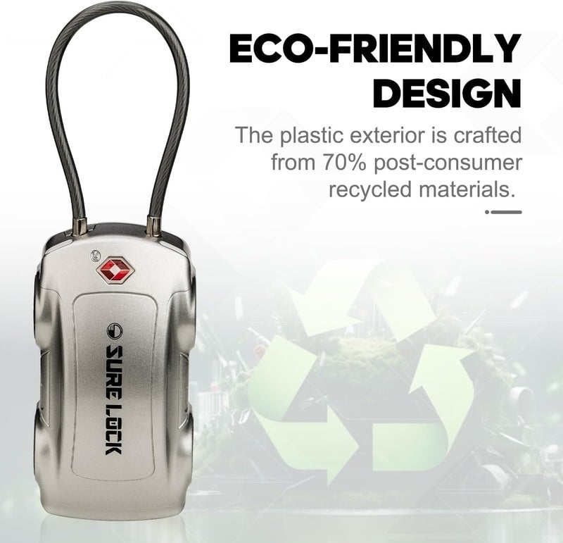 SURE LOCK TSA Approved Luggage Locks, 4 Digit Combination Travel Luggage Locks Resettable Code Lock with Zinc Alloy Body for Suitcase, Toolbox, Backpack, Bag, Gym Locker Car Shape Design 1 Pack Grey - Image 2