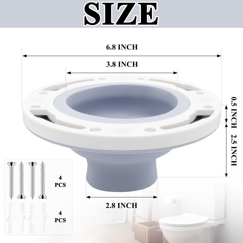 Niuohoy Toilet Flange Repair Kit Fits for 4 Inch 5 Inch or Special 3 Inch Drain Pipe, Universal Toilet Flange for Toilet Repair and Installation, Perfect Seal No More Leaks (Gray) - Image 2