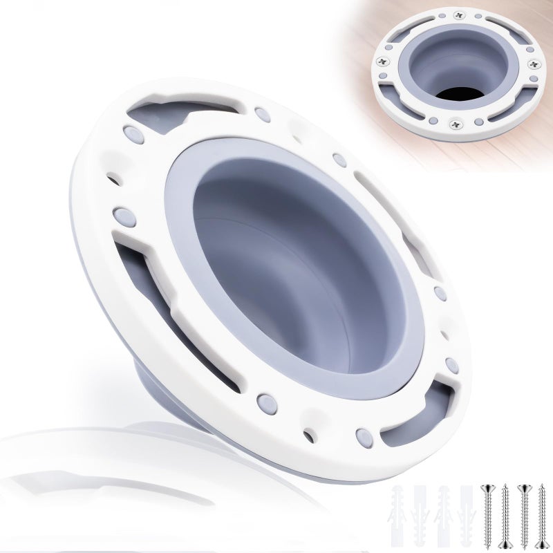 Niuohoy Toilet Flange Repair Kit Fits for 4 Inch 5 Inch or Special 3 Inch Drain Pipe, Universal Toilet Flange for Toilet Repair and Installation, Perfect Seal No More Leaks (Gray) - Image 1