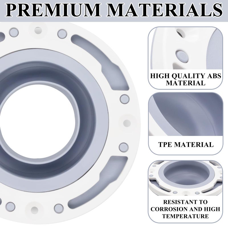 Niuohoy Toilet Flange Repair Kit Fits for 4 Inch 5 Inch or Special 3 Inch Drain Pipe, Universal Toilet Flange for Toilet Repair and Installation, Perfect Seal No More Leaks (Gray) - Image 3