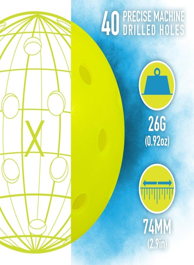 FabSports Pickleball Balls Set of 3, 40 Holes, Pro & Durable, High Bounce, American Standard for Indoor & Outdoor Play, Ideal for All Skill Levels & Tournaments - Neon Green - Image 4