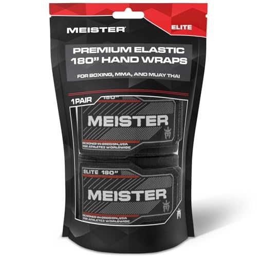 Meister MMA Elite 180" Premium Adult Hand Wraps for MMA & Boxing (Pair) - Black - Image 3