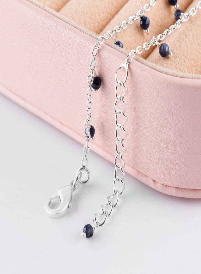 يانارا خلخال يانارا من الياقوت الأزرق، مجوهرات يدوية مطلية بالفضة، مرصعة بحجر الميلاد الطبيعي، مقاس 8.5 بوصة + 1.5 بوصة، مرصعة بكريستالات الشاكرا والأحجار الكريمة، هدية مثالية لها وللبنات. - Image 3