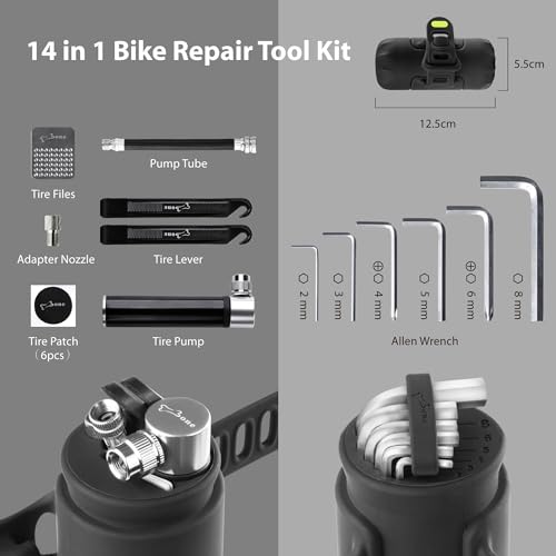 BONE Bike Portable Tool Kit, 14-in-1 Bicycle Repair Capsule, Scratch-Free & Waterproof Silicone Bag for Emergency Maintenance, Cycling accessory with Tire Pump & Wrench for Camping & Travel - Image 2
