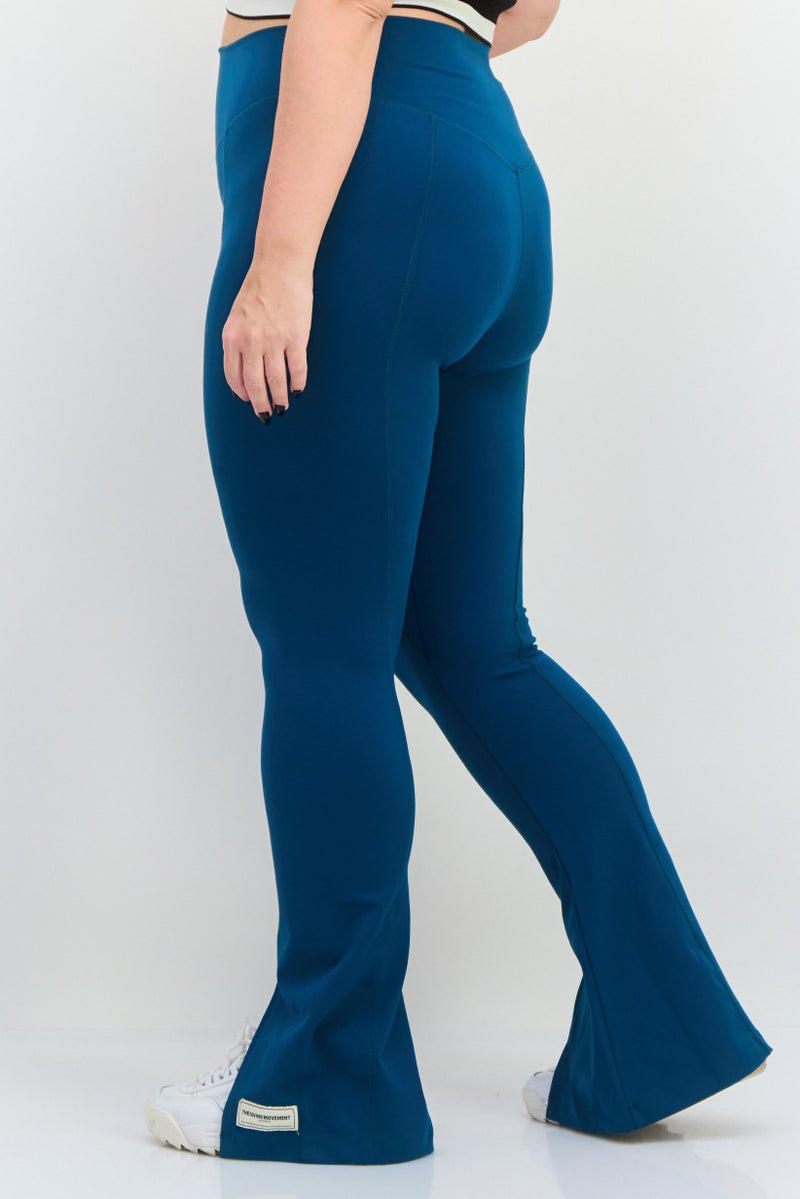 The Giving Movement Women Full Length Brand Logo Legging, Teal Blue - Image 3