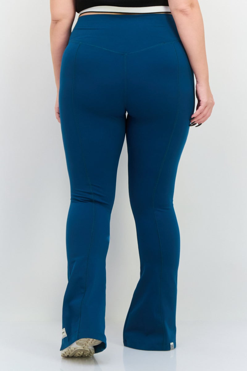 The Giving Movement Women Full Length Brand Logo Legging, Teal Blue - Image 2