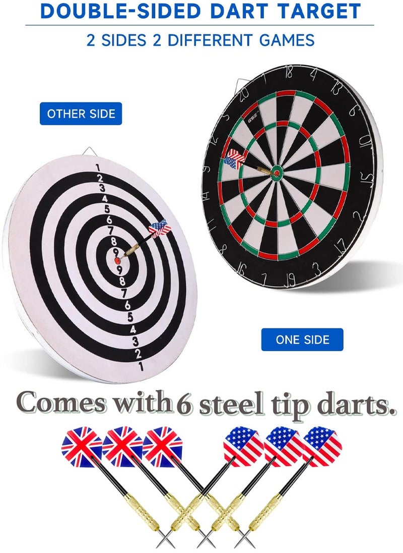 QUTOOB Dart Boards Game - Double Sided Dartboard With 6 Metal Tip Darts, Excellent Indoor Game And Outdoor Game, Professional and Leisure Sport For Friends Family, Office, Clubs, Gym and Trips - Dartboards  - Image 3