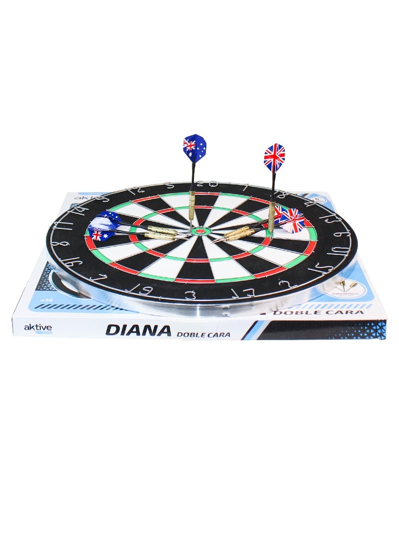 Dart Boards Game - Double Sided Dartboard With 6 Metal Tip Darts, Excellent Indoor Game And Outdoor Game, Professional and Leisure Sport For Friends Family, Office, Clubs, Gym and Trips - Dartboards