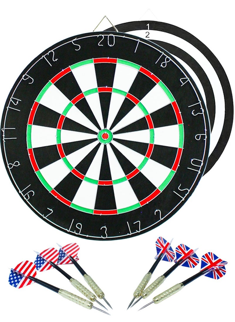 QUTOOB Dart Boards Game - Double Sided Dartboard With 6 Metal Tip Darts, Excellent Indoor Game And Outdoor Game, Professional and Leisure Sport For Friends Family, Office, Clubs, Gym and Trips - Dartboards  - Image 1