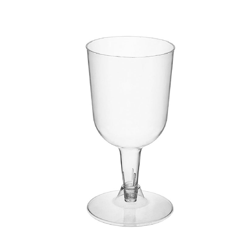 Party Essentials Disposable Hard Plastic Two Pieces Wine Glasses 20Count 7Ounce Clear