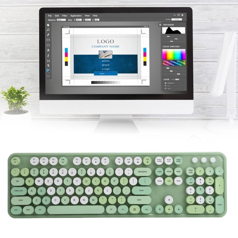 2.4Ghz Wireless 104 Key Keyboard and Mouse Set Desktop Cute Keyboard for Computer(Couleur Rose Mélangée ) - Image 1