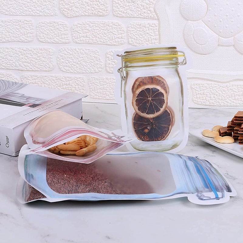 Deera Deera Jar ShapeDesign Ziplock Airtight Stand Up Food Grade PolythenePolyester Lamination PouchCoverBag with zipper self seal and reusable Clear150mmX100mm 59x393Pack of 15  - Image 5