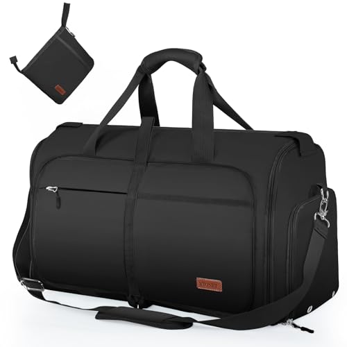 Ytonet Garment Bags for Travel, Foldable Garment Duffle Bags for Women men, Convertible Travel Garment Bag with Shoe Compartment, 2 in 1 Hanging Suitcase Suit Water Resistant Weekender Bag, Black - Image 1