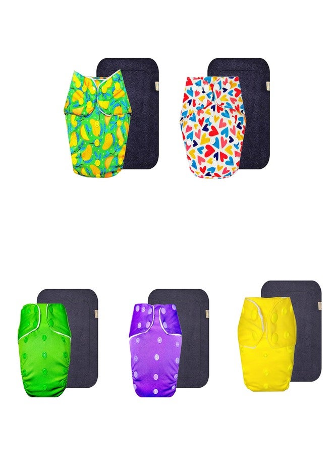 Dumbledo Premium Cloth Diaper with Gray Insert (Pack of 5) | Hypoallergenic | Reusable & Washable | Easy to Clean | Trusted by Moms | 3 Months - 3 Years | Unisex Baby - Image 1