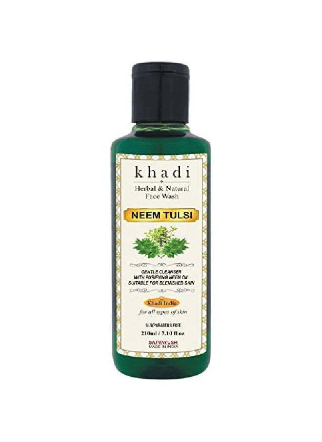 Satvayush - Khadi Neem Tulsi Face Wash Herbal Pure & l (Oil Control) 210 ml - Image 1