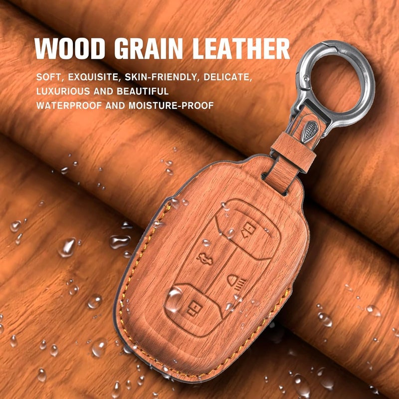 Coll of Fest Wooden PU Leather Key Cover Compatible with Tata Nexon, Harrier | Safari | Altroz | Tigor | Ev | Punch | Tiago Ev Electric 4 Button Smart Key Stylish wooden Texture & Durable Protection - Image 3