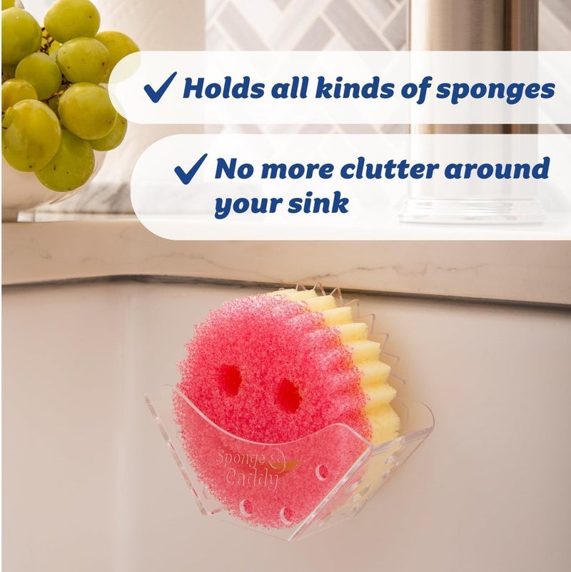 Scrub Daddy Sponge Caddy Holder with Suction Cups, Smart Sponge Storage Organizer for Kitchen Sink, Universal Drainable Sponge Holder for Dish Sponges and Cleaning Accessories - Image 3