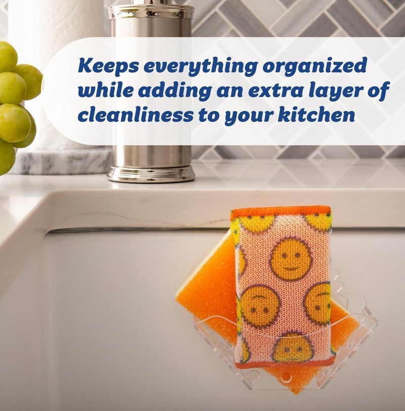 Scrub Daddy Sponge Caddy Holder with Suction Cups, Smart Sponge Storage Organizer for Kitchen Sink, Universal Drainable Sponge Holder for Dish Sponges and Cleaning Accessories - Image 5