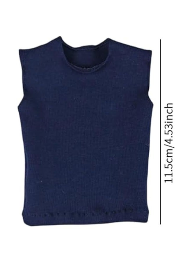 1/6 Male Figure T Shirt Sleeveless Vest Outfits Short Sleeve Doll Clothes Mini for 12 inch Accs Male Action Figures Dress up, Blue - Image 3