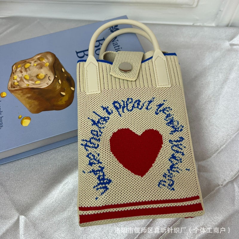 Korean Style Simple Mobile Phone Bag Crossbody Small Bag Mini Small Bag Small Cute And Lightweight Four Seasons Handbag Knitted Bag - Image 3