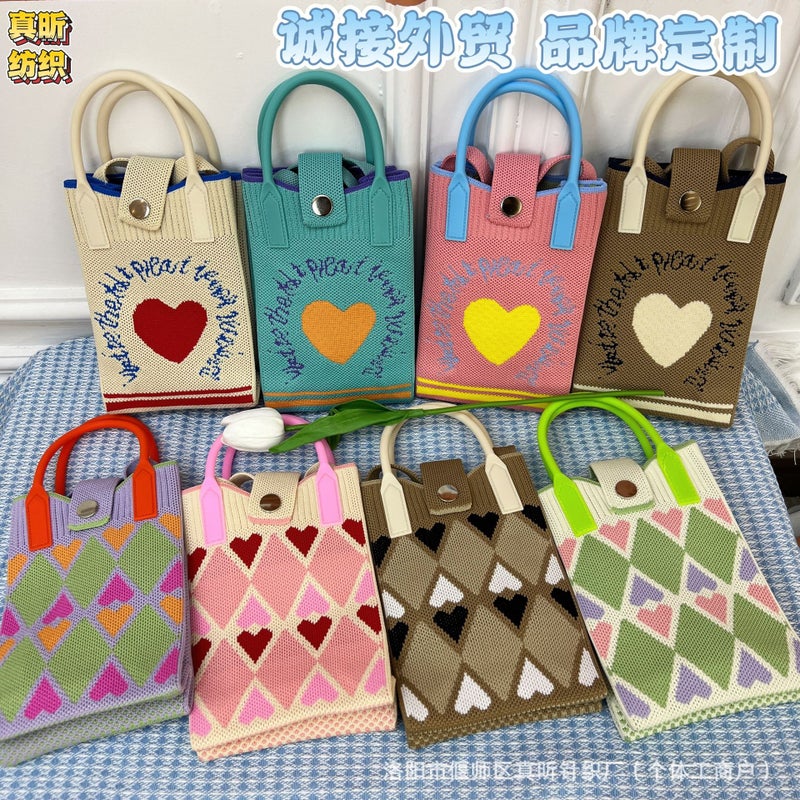 Korean Style Simple Mobile Phone Bag Crossbody Small Bag Mini Small Bag Small Cute And Lightweight Four Seasons Handbag Knitted Bag - Image 2