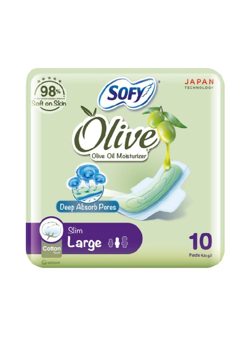 Sofy Olive Oil Thin Large Sanitary Pads with Wings – 10 Pieces