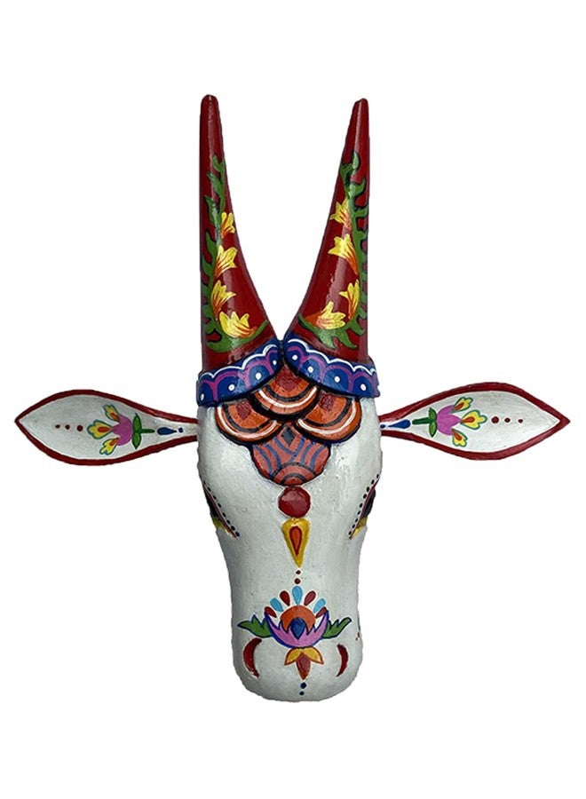 Craftooba 10 inches ref Handpainted Cow Head White Colour Wall Decor| Bull Head | Wall Decor | Vintage Decor | Nandi | Home Decor - Image 1