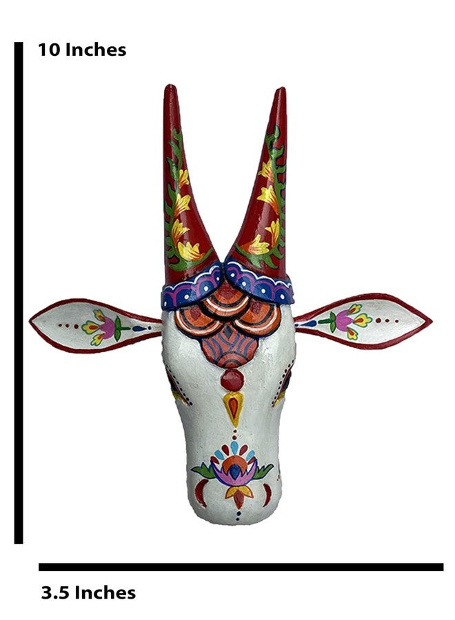 Craftooba 10 inches ref Handpainted Cow Head White Colour Wall Decor| Bull Head | Wall Decor | Vintage Decor | Nandi | Home Decor - Image 2