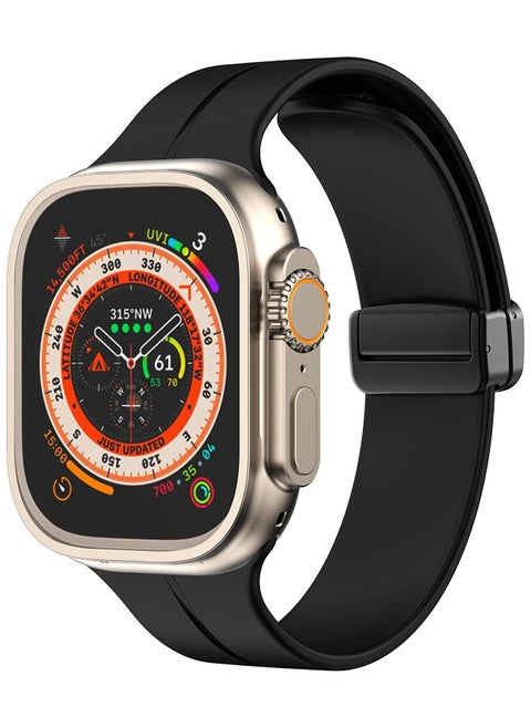 Soft Silicone Watch Band with Magnetic Buckle Sport Watch Strap for Apple Watch Ultra 49mm/46mm/45mm/44mm/42mm Compatible with iWatch Ultra 2/1 Series 10/9/8/7/6/5/4/3/2/1/SE