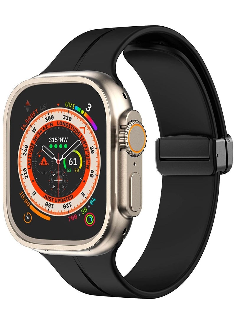 Generic Soft Silicone Watch Band with Magnetic Buckle Sport Watch Strap for Apple Watch Ultra 49mm/46mm/45mm/44mm/42mm Compatible with iWatch Ultra 2/1 Series 10/9/8/7/6/5/4/3/2/1/SE  - Image 1