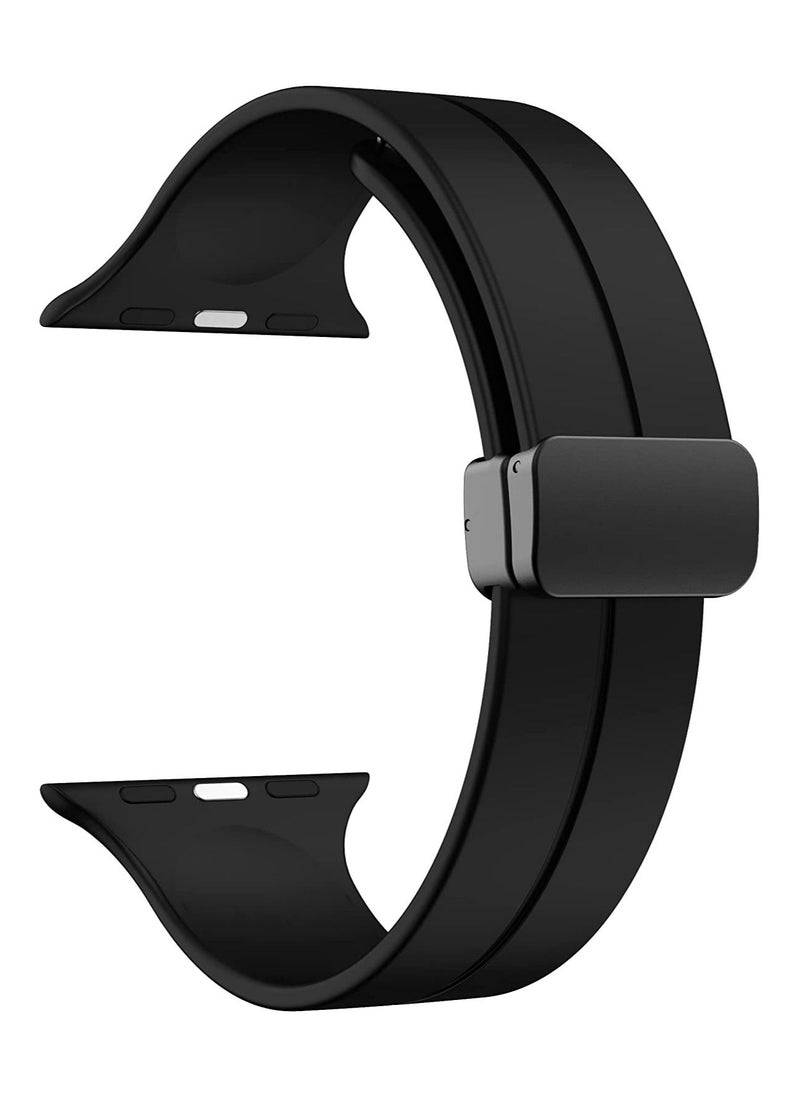Generic Soft Silicone Watch Band with Magnetic Buckle Sport Watch Strap for Apple Watch Ultra 49mm/46mm/45mm/44mm/42mm Compatible with iWatch Ultra 2/1 Series 10/9/8/7/6/5/4/3/2/1/SE  - Image 2