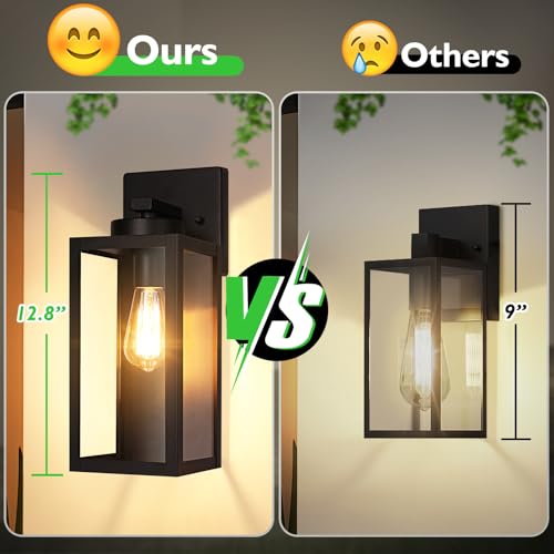 BesLowe Outdoor Wall Mount Light Fixture, Exterior Wall Lantern Waterproof, Black Outside Porch Sconce Lighting with Matte Black Finish & Glass Shade for House Garage Doorway Patio, E26 Socket - Image 5
