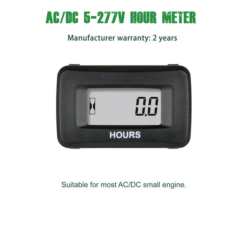 YOOREAL Digital AC/DC Hour Meter 5-277V,Waterproof Hour Meters Works on Various of ZTR Riding Lawn Mower Tractor Generator Land Trimmer UTV Brush Cutter. - Image 2