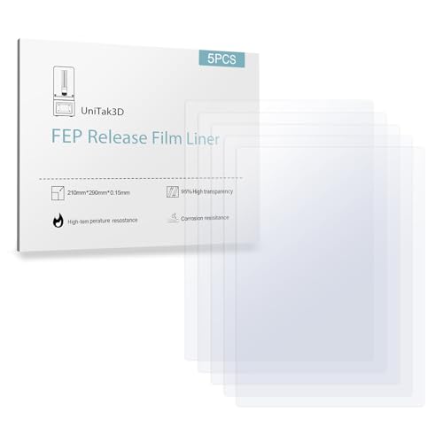 UniTak3D Photon Mono M5s FEP Release Film 210*290mm Compatible with Anycubic Mono M5s Pro/Mono M5s/Mono M5,Photon M3 Premium,for ELEGOO Saturn 3,Saturn 3 Ultra,Saturn 2,Saturn 8K,Halot Mage/Pro 3D Printer-5pcs - Image 1