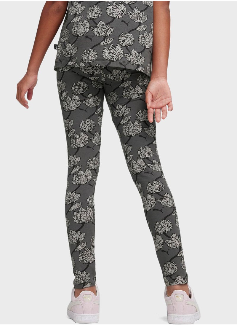 PUMA - Kids Essential Blossom All Over Printed Leggings - Image 1