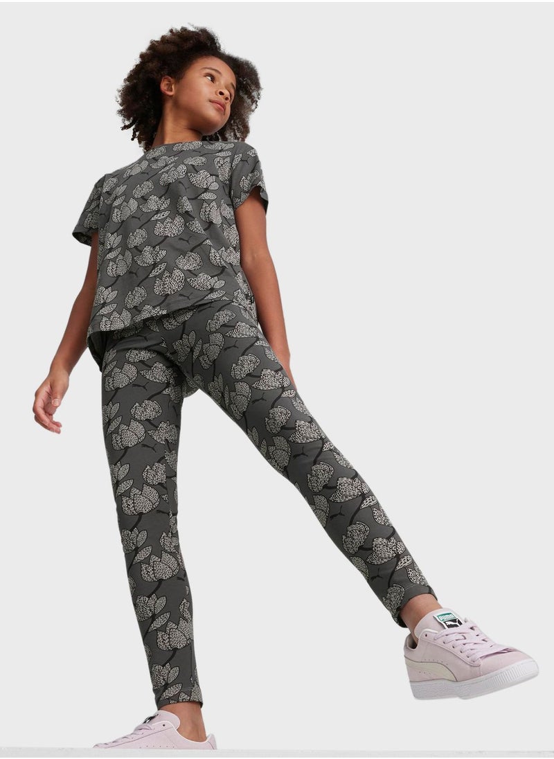PUMA - Kids Essential Blossom All Over Printed Leggings - Image 1