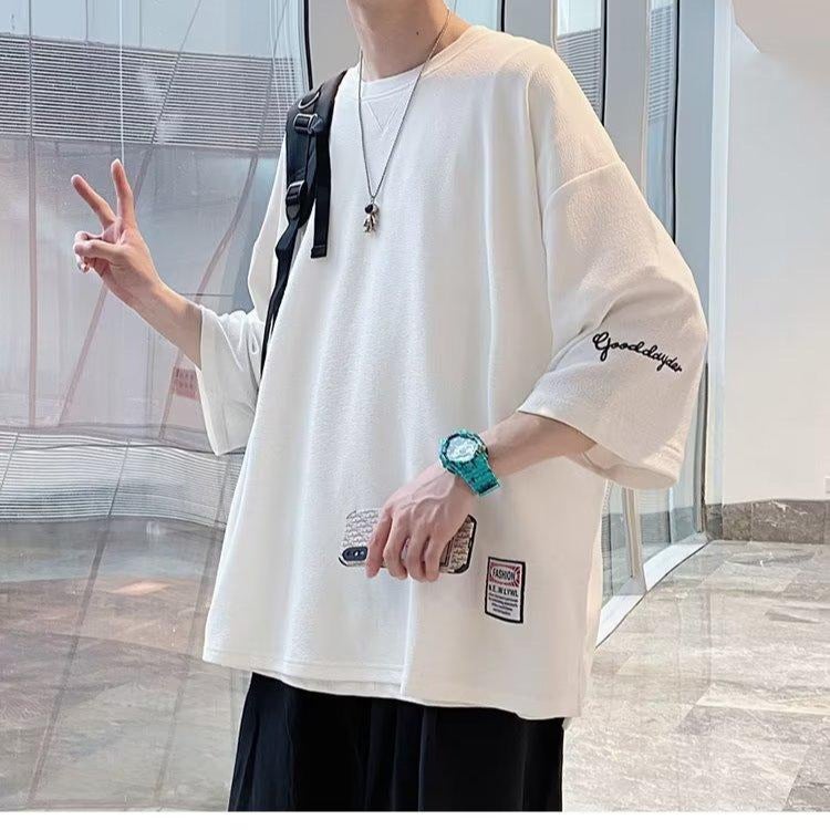 New Short-Sleeved T-Shirt Men'S Summer Korean-Style Trendy Simple Half-Sleeved Top Hong Kong-Style Loose Casual Trendy Brand T-Shirt - Image 5