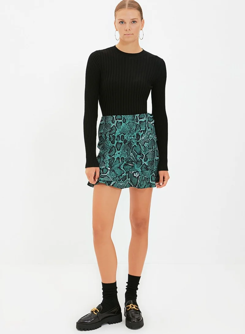 trendyol High Waist Printed Skirt