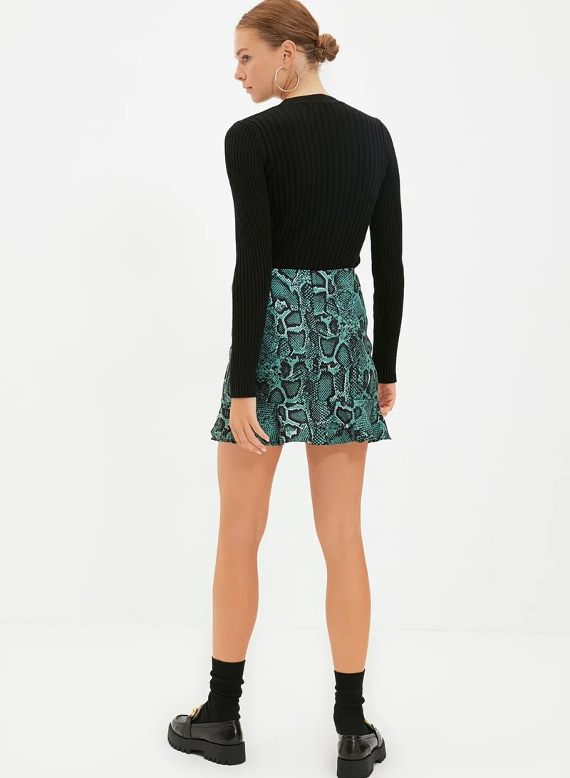trendyol High Waist Printed Skirt