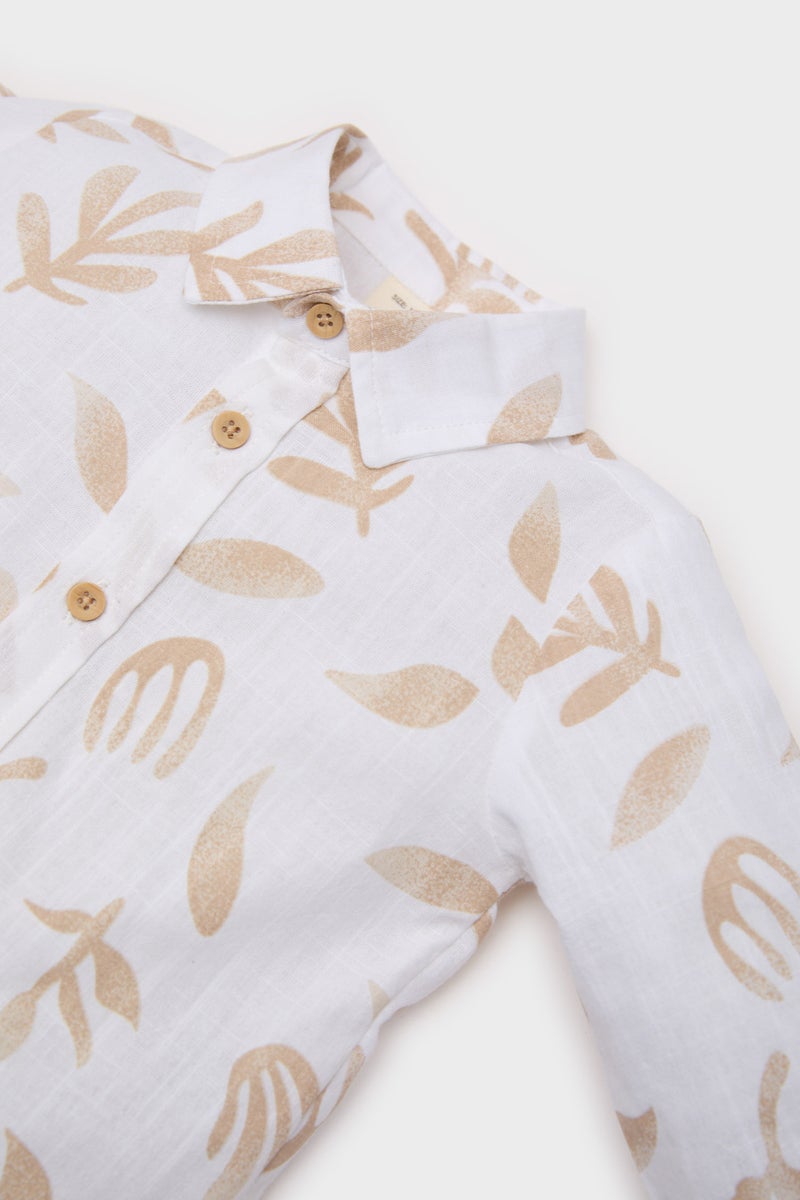 DeFacto Beige BabyBoy Baby Boy Shirt Collar Printed Flamy Poplin Shirt Casual - Image 2