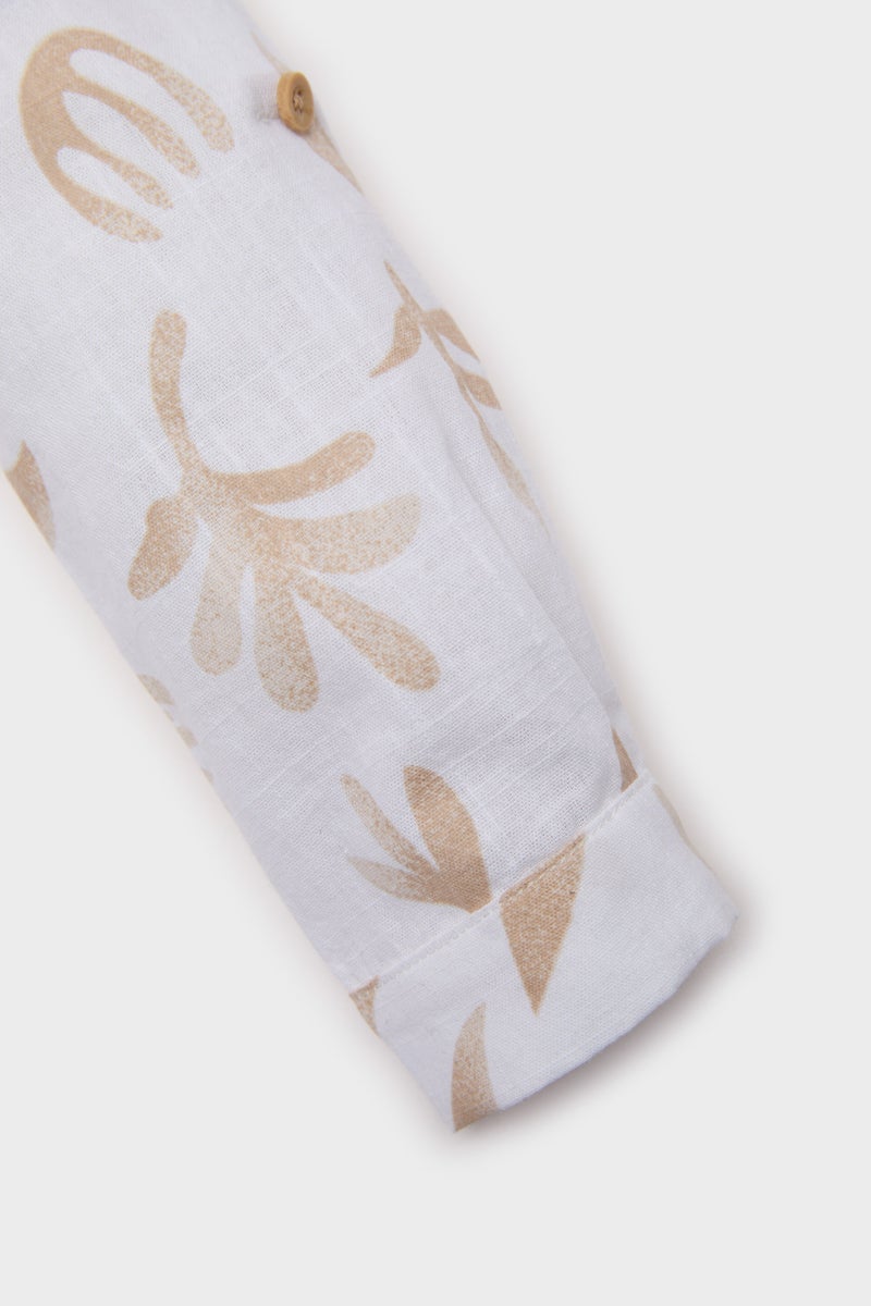 DeFacto Beige BabyBoy Baby Boy Shirt Collar Printed Flamy Poplin Shirt Casual - Image 5